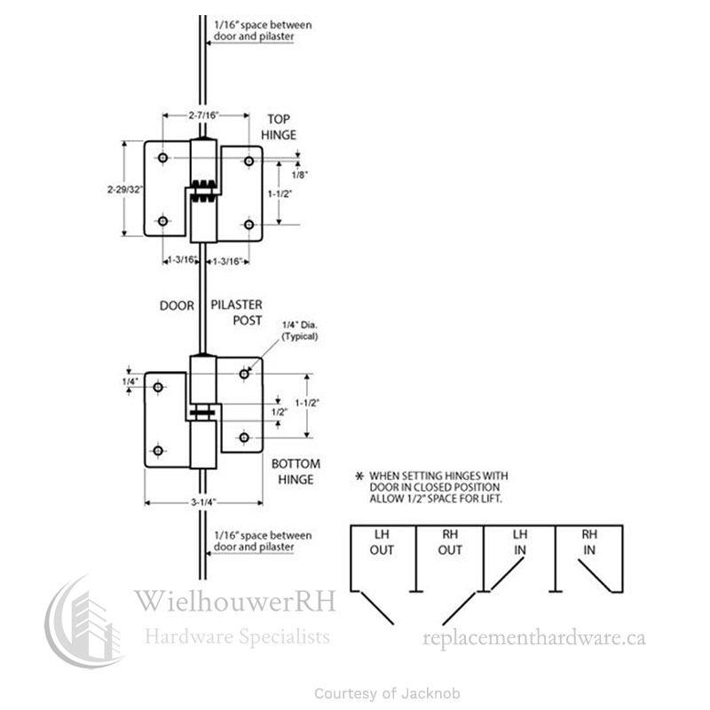 7043 Hinge Surface Mounted (LH-IN/RH-OUT), diagram