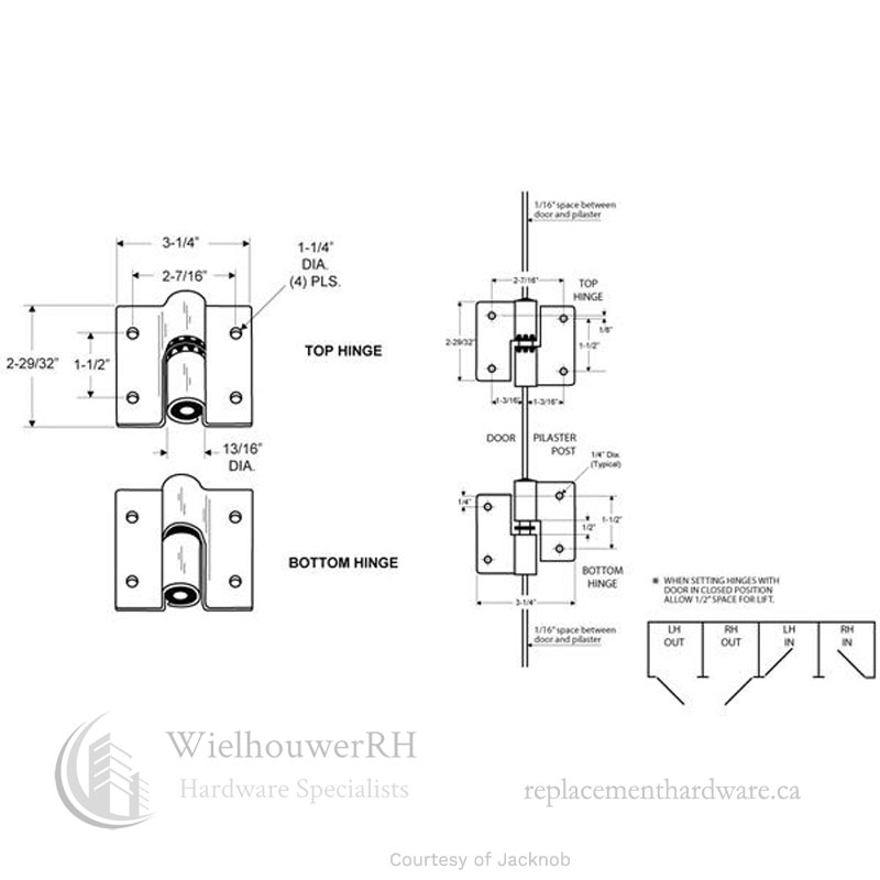 7063 Hinge Surface Mounted (LH-IN/RH-OUT), diagram