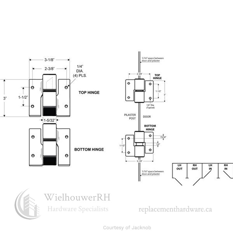 7423 Hinge, Surface Mounted, Line Drawing